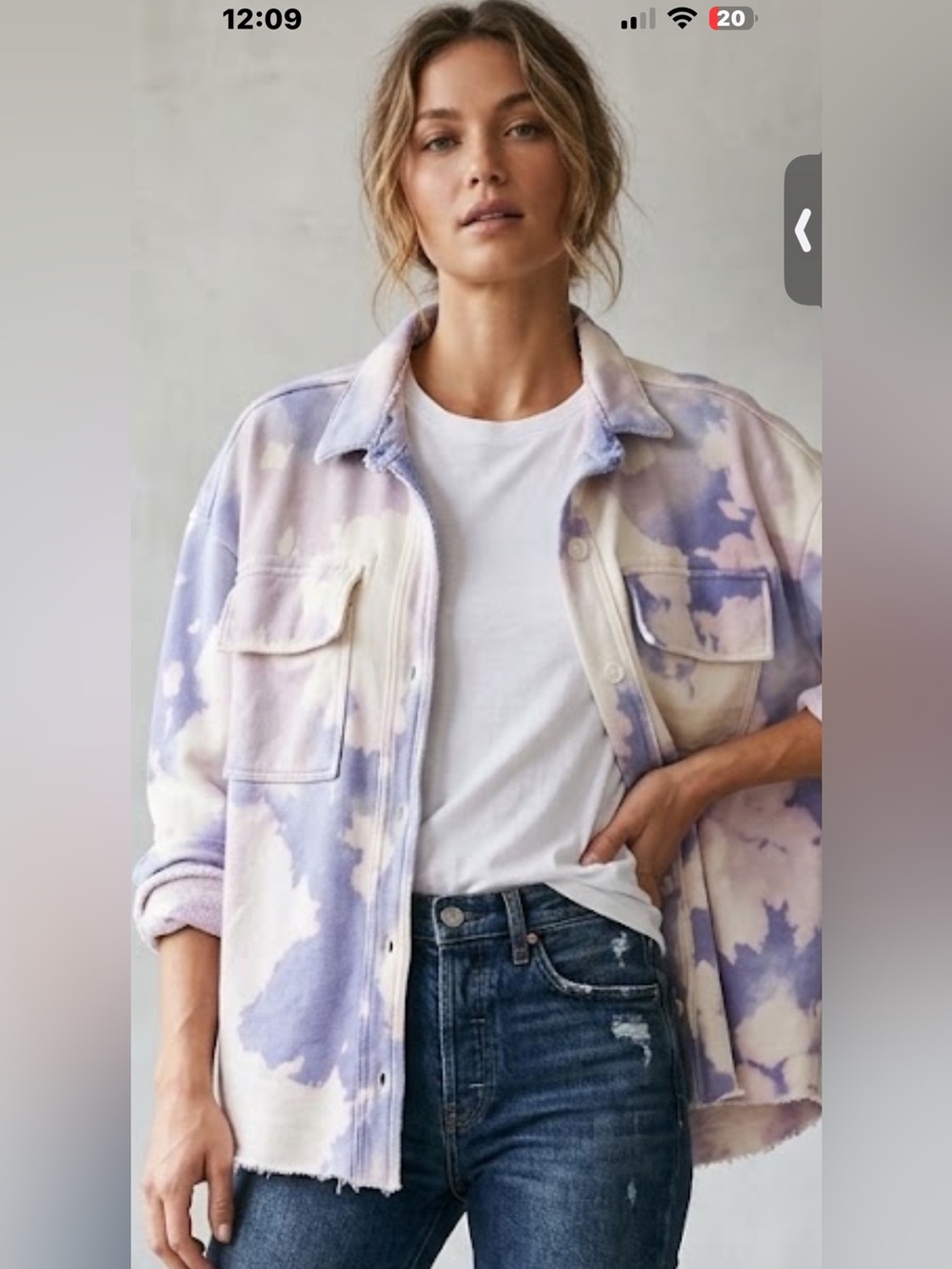Cotton Citizen x Free People the Brooklyn Tie-Dye Button Down SweatShirt NWT